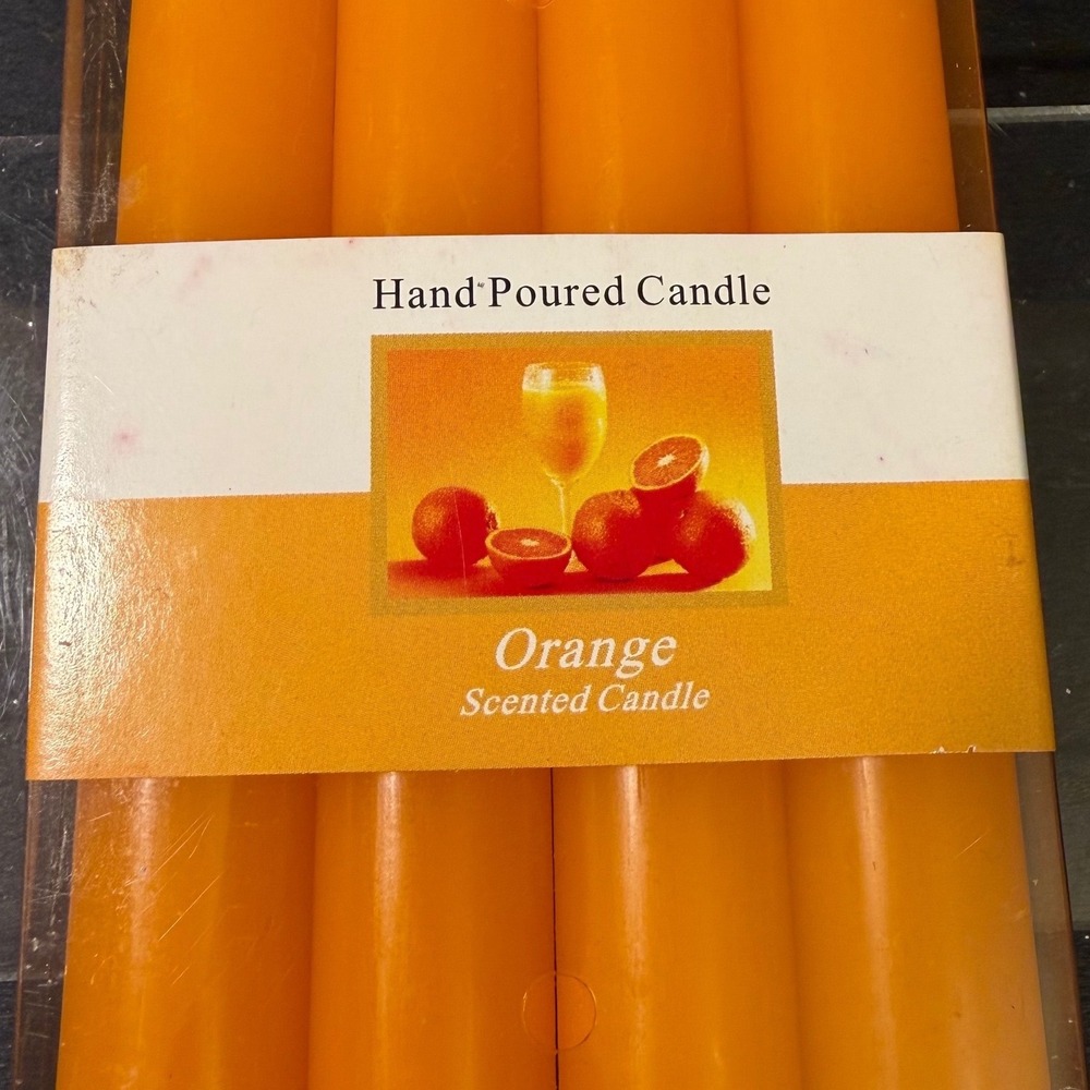 Hand Poured Orange Scented Taper Candles Set of 4 10 Inch Citrus Dinner Candles